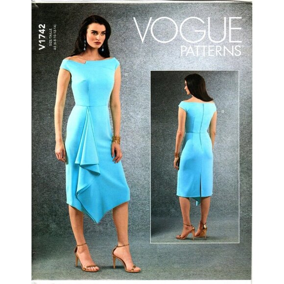 Vogue V1742 Misses 6 to 14 Fitted Asymmetrical Dress Uncut Sewing Pattern - Picture 1 of 2